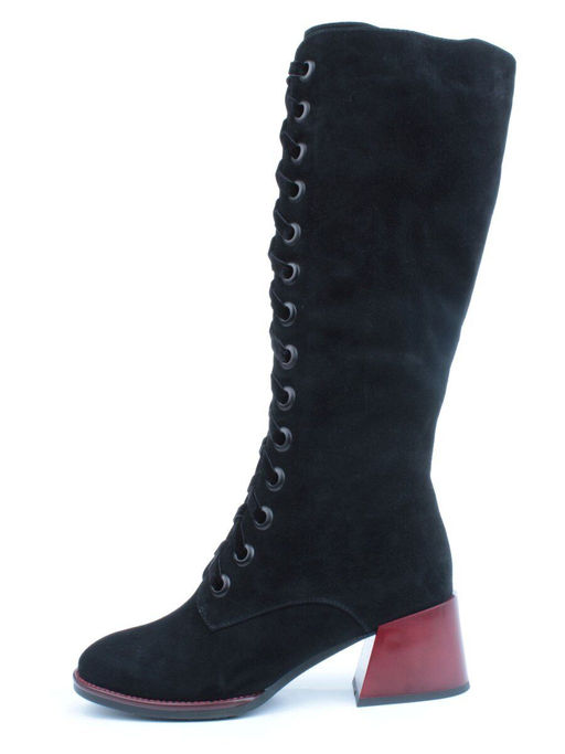 02-BA100-2 BLACK Сапоги зимние женские (натуральная замша, байка и натуральный мех) - Фабричный китай фото 6