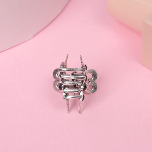 Цена за 6 шт. Крабик для волос «Синий туман», крыло бабочки, 2.5 см, серебро