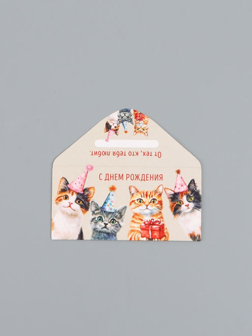 Цена за 10 шт. Конверт для денег «С Днем Рождения», котики, 16,5 х 8 см