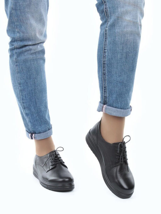 03-5066 BLACK Полуботинки женские (натуральная кожа)