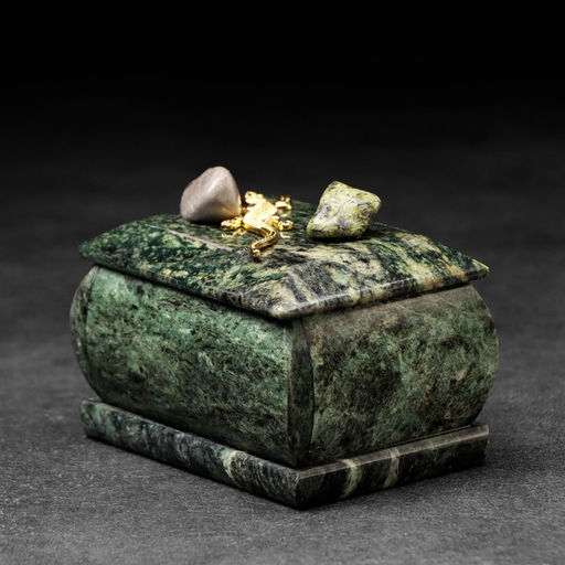 Шкатулка для украшений «Урал» прямоугольная, змеевик, с декоративным камнем, 7.5×5.5×5.5 см