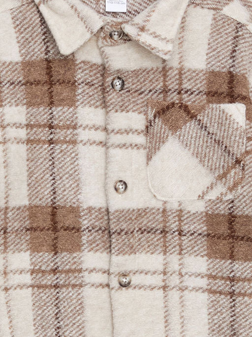 Uzun Kollu Ekose Desenli Erkek ?ocuk Oduncu G?mlek