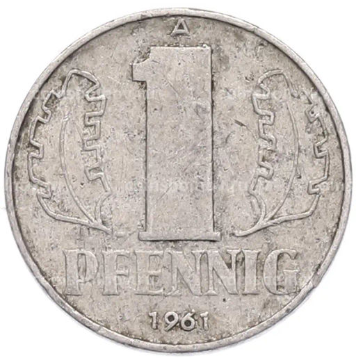 Монета 1 пфенниг 1961 года Восточная Германия (ГДР)