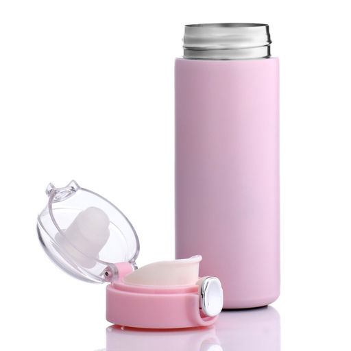 Термос Мастер К Simple, 400 мл, 20.5?6.3 см сохраняет тепло 8 ч, нержавеющая сталь, пластик, розовый