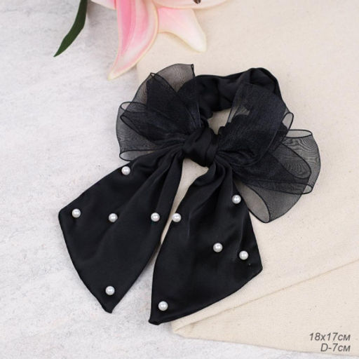 Бант-резинка для волос / MZ47-77 /уп 12/ черная