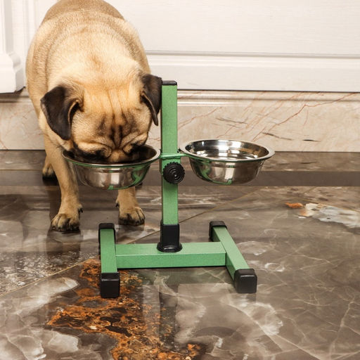 Подставка с мисками для кошек и собак Пижон, 2250 мл, высота 25 см, разборная, зелёная фото 7