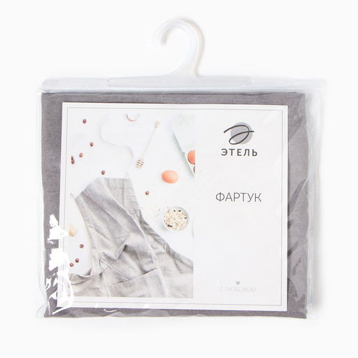 Фартук Этель ECO, цвет серый, 60х64 +/-6 см, 70% хл, 30% лён, 190 г/м2  фото 9