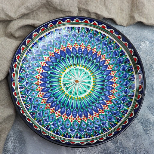 Ляган Риштанская Керамика «Узоры», 31 см, синий