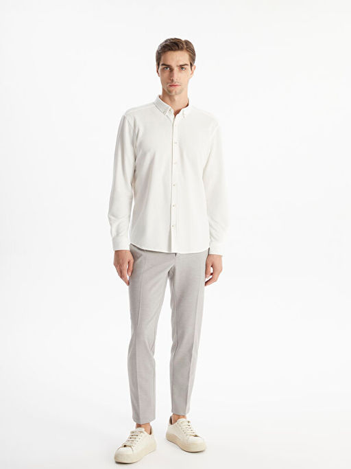 Slim Fit Uzun Kollu Erkek Dokulu G?mlek