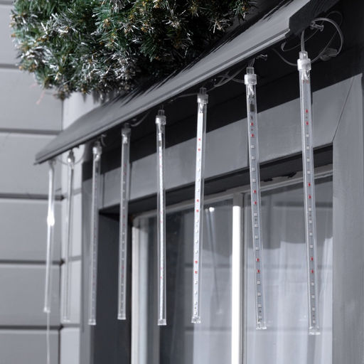 Гирлянда «Сосульки» 2.5×0.3 м, IP65, прозрачная нить, 192 LED, свечение мульти с эффектом стекания, 12 В