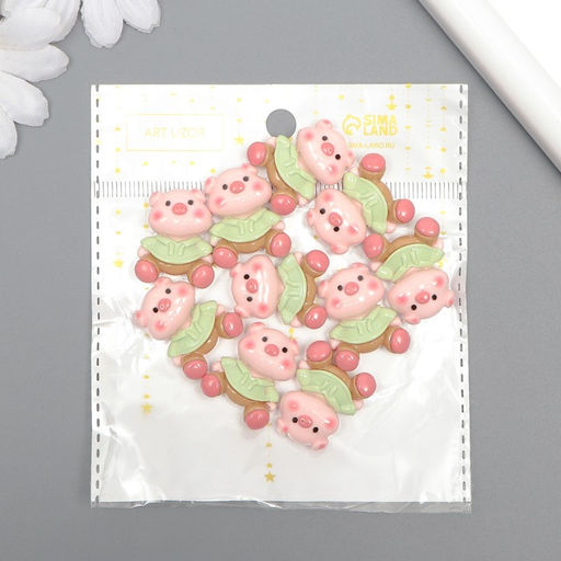 Цена за 10 шт. Декор для творчества пластик «Хрюша в зелёной кофточке», 2.6×2×1 см