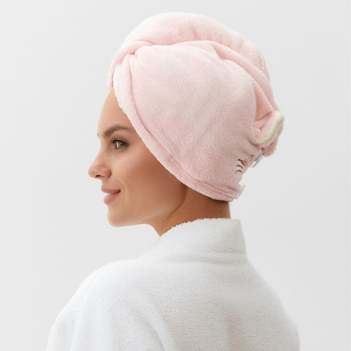 Полотенце-чалма для сушки волос Этель «Милашка» цвет розовый, 65×25 см, 100% п/э