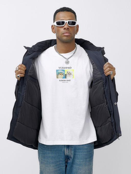 Куртка спортивная мужская зимняя большого размера темно-синего цвета 66613TS