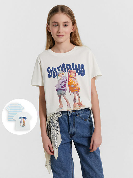 Футболка для девочек в наборе, 2 шт