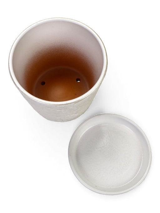 Горшок цветочный с поддоном 2,6 л, d18/h16 см белый керамика, "Венера" (М)