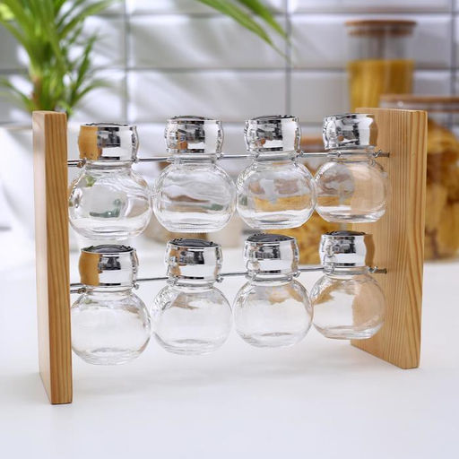Набор для специй на подставке «Эко», 8 предметов: 100 мл, стекло