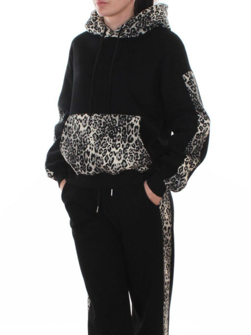 008 BLACK/LEOPARD Костюм спортивный зимний женский (95% хлопок, 5% полиэстер)