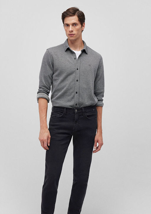 Siyah Orme Gomlek - Mavi фото 2