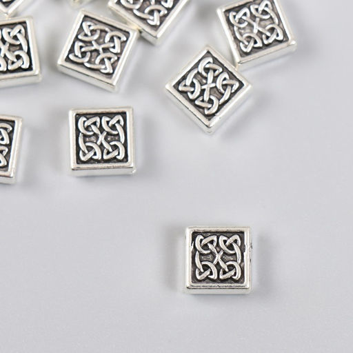 Цена за 10 шт. Бусина для творчества металл «Узор из узлов», серебро 1×1 см