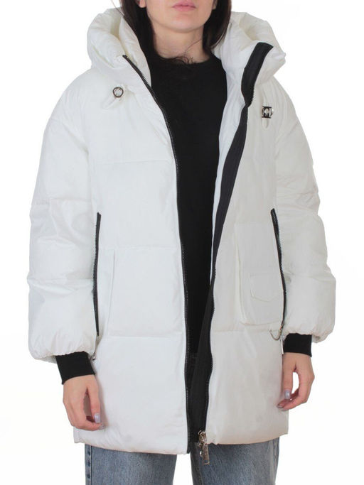 8362 WHITE Куртка зимняя женская оверсайз (200 гр. холлофайбер)