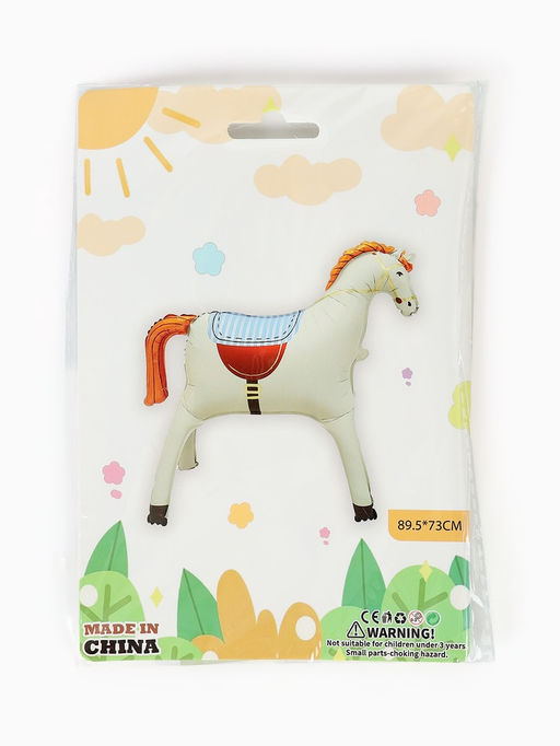 Воздушный шар фольгированный 3D 35" Лошадка, кремовый, сатин