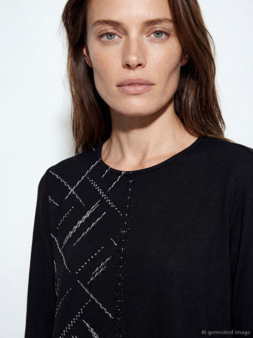 Bisiklet Yaka Ta?l? Bluz