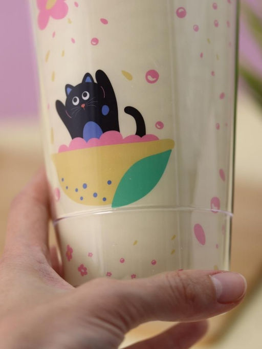 Тамблер iLikeGift "Kitty boat", yellow (450 мл)