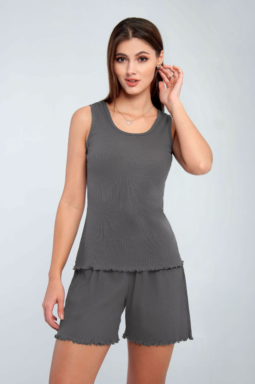 Арт. 9155/2 Пижама с шортами 42-50 (5 шт) Цвет:верх-темно-серый,низ-темно-серый