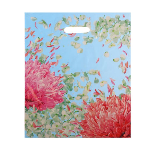 Цена за 50 шт. Пакет "Цветущий сад", полиэтиленовый с вырубной ручкой, 38х45 см, 50 мкм