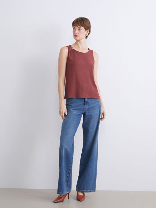 Bisiklet Yaka Dokulu Bluz