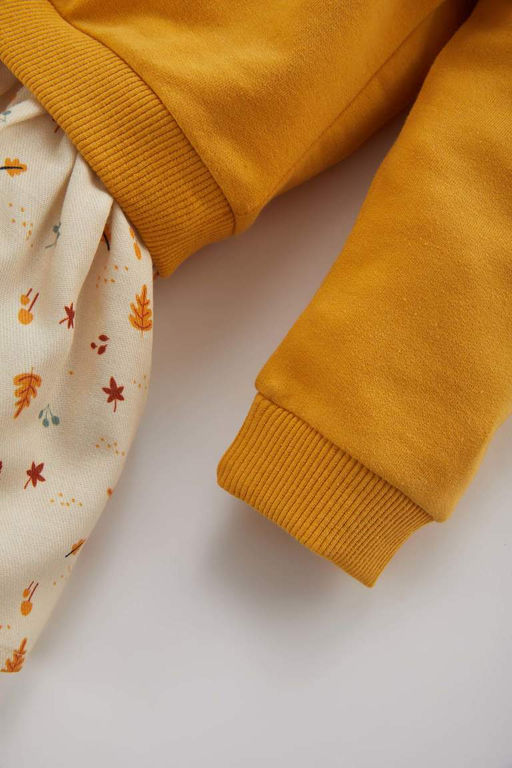 Платье с длинными рукавами и цветочным принтом для маленьких девочек - Defacto фото 3