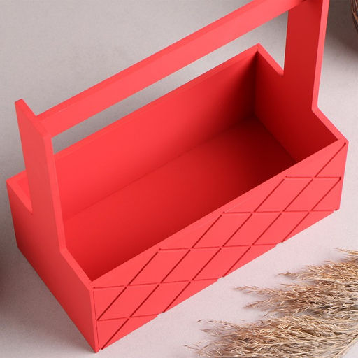 Кашпо деревянное Эллада большая, сетка, с ручкой, красный, 2512,510(25) см - Simaland фото 5