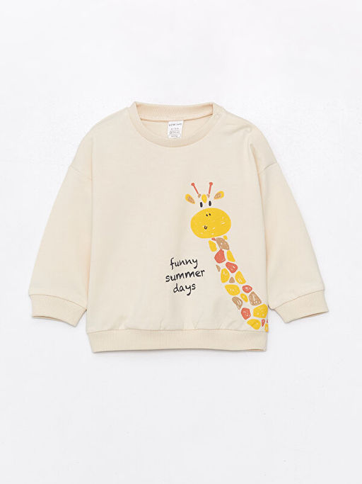Bisiklet Yaka Uzun Kollu Bask?l? Erkek Bebek Sweatshirt ve E?ofman Alt? 2li Tak?m - Waikiki фото 2