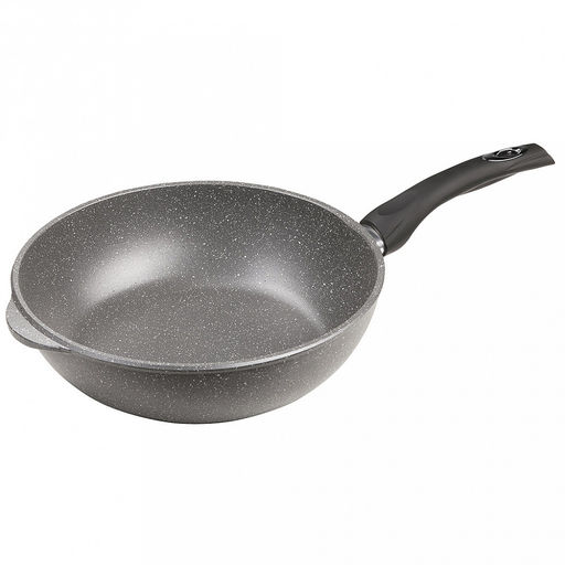 Сотейник с антипригарным покрытием д24см "Графит", h8,2см, s0,4см, ручка из термостойкого пластика, стеклянная крышка с пароотводом, подарочная упаковка (Россия)