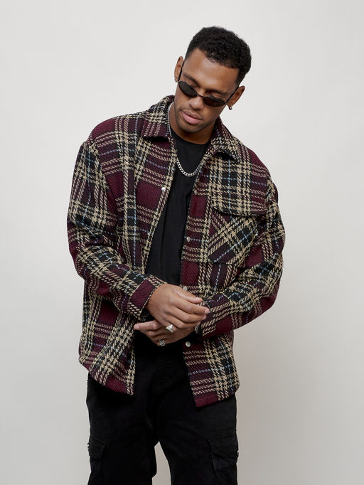 Ветровка рубашка мужская букле бордового цвета 58378Bo - Mtforce фото 6