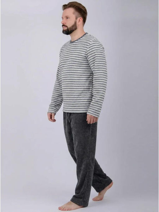 Пижама Вояж 2 серая, махра - Малина фото 3