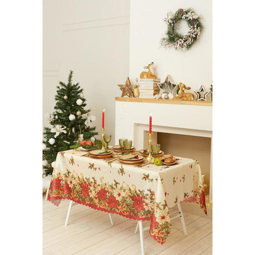 Скатерть новогодняя Доляна Новогоднее настроение 145*180 см, 100% п/э  фото 5