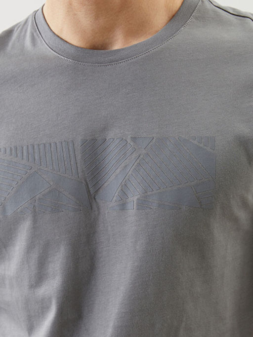 Bisiklet Yaka K?sa Kollu Bask?l? Penye Erkek Ti??rt