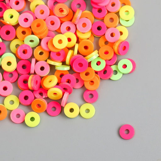 Бусины для творчества PVC «Колечки. Перламутр. Карнавал», набор ≈ 330 шт., 0.1×0.6×0.6 см