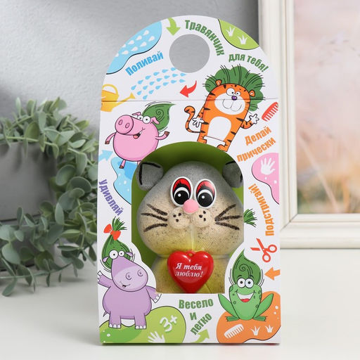 Растущий подарок травка «Кот серый», фигурка для выращивания, МИКС