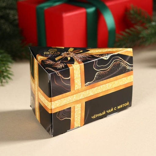 Чай чёрный в коробке-тортике С новым годом, вкус: мята, 50 г. - Фабрика счастья фото 4