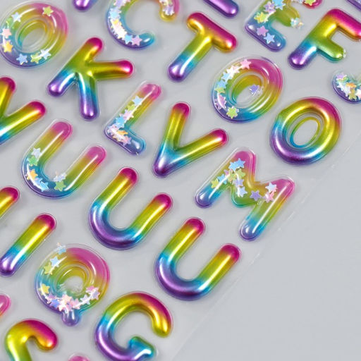 Цена за 10 шт. Наклейка пластик «Английский алфавит», с глиттером, 9×20.5 см, МИКС