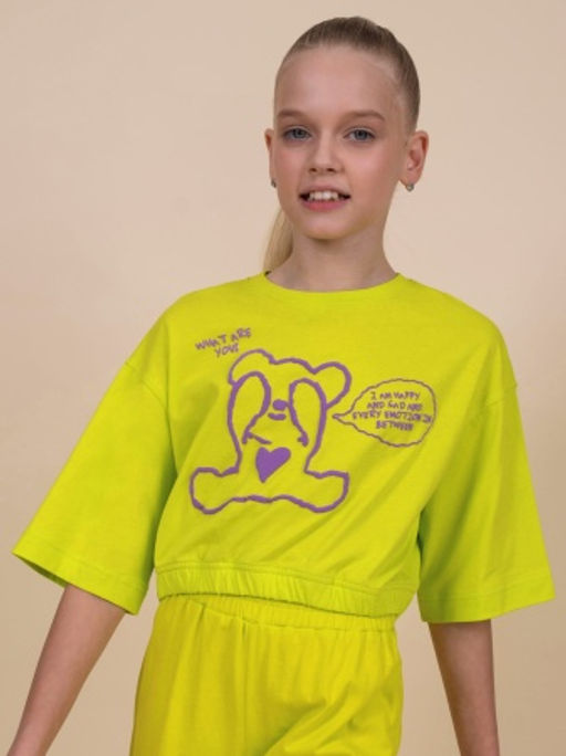 PELICAN, футболка-топ для девочек, Лаймовый