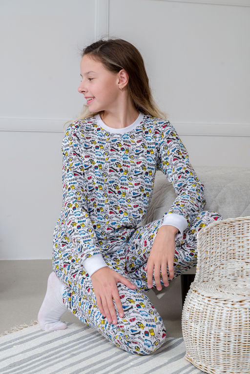 Пижама подростковая из кулирки пенье на манжетах Дрёма графити - Амадэль фото 26