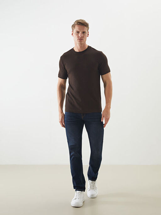 Bisiklet Yaka K?sa Kollu Erkek Dokulu Ti??rt