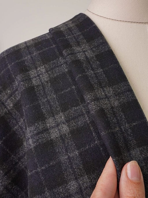 Шерсть пальтово-костюмная Твид Клетка двойная цв.серый/черный, ш.1.5м, шерсть-50%, п/э-50% - Купава фото 3