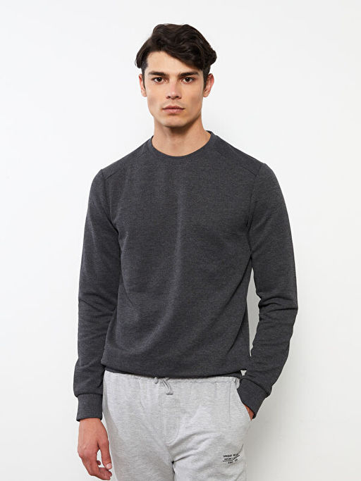 Bisiklet Yaka Uzun Kollu Erkek Sweatshirt