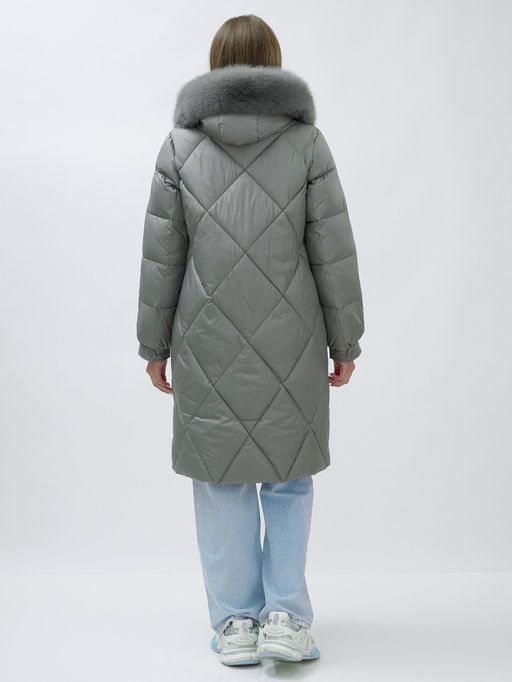Пальто женское зимние с мехом песец люкс класса серого цвета 1316Sr
