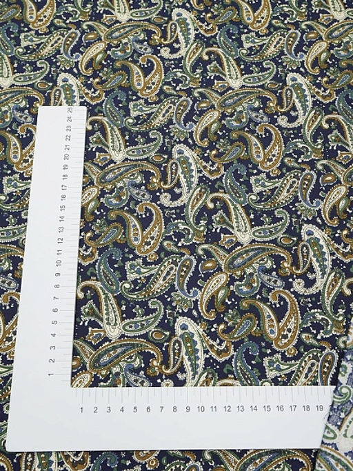 Импорт. хлопок Восточные огурчики на чернильно-синем, ш.1.48 м, хл-100%, 110гр/м.кв - Купава фото 3