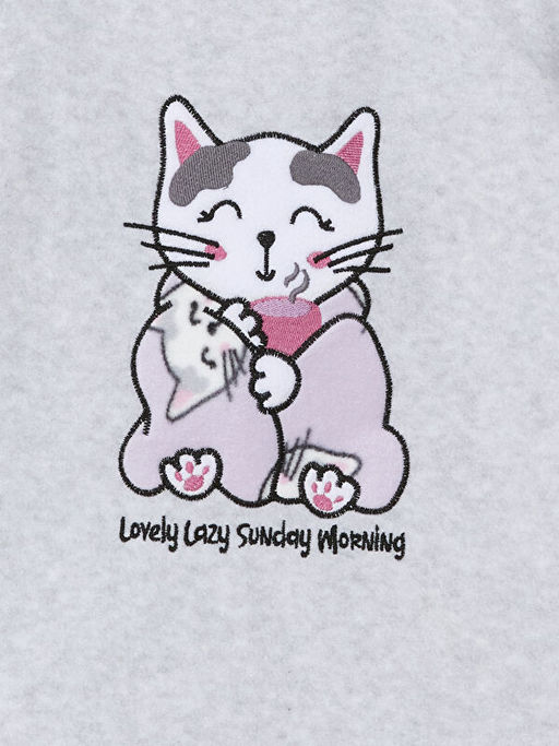 Bisiklet Yaka Polar K?z ?ocuk Pijama Tak?m?